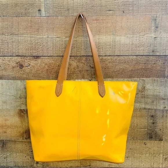 Dooney & Bourke Patent Leather Mustard Tote - Picture 2 of 7